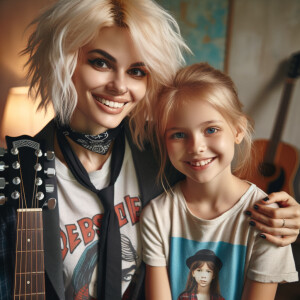 Create an image of Avril Lavigne and her daughter