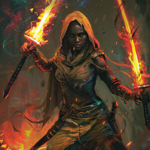 A strikingly fierce Eritrean assassin girl, with rogue brown ski...