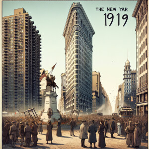 The World War I Victory Arch and Flatiron Building of New York C...