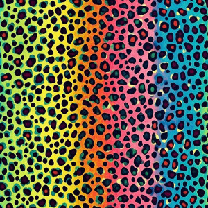 Create a seamless tileable pattern featuring multicolored leopar...