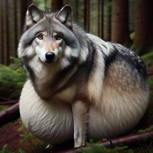 Pregnant wolf with lots of fur