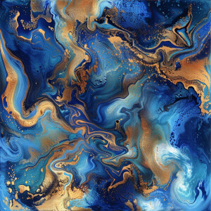 Swirling azure blue and old gold background