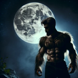 Lycan hairymuscled turning under the full moon details of the fu...