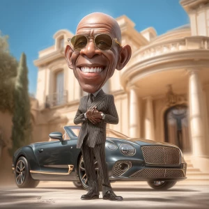 Create an image of caricature animation of a happy classy Africa...