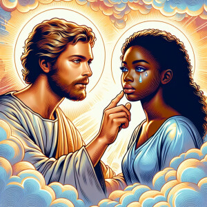 Ensure that the image distinctly represents both Jesus Christ an...