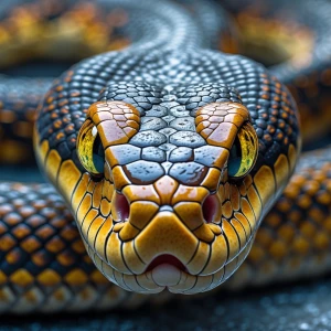 a magnificent Snake,eyes looking ferocious and it's eyes are fix...