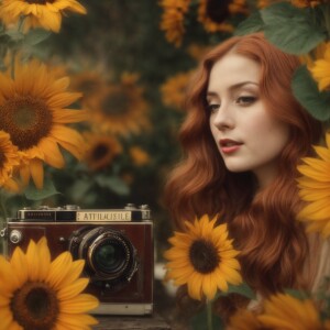 Artistic image. Ginger haired, pale skin, beautiful female. Ful...
