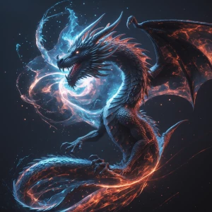 Dramatic splash art. A gothic dragon transforms into a swirling...