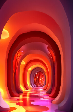 Light neon, futuristic cityscape, bioluminescent plants, hologra...