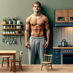 He is a  22-year-old male he is shirtless handsome and well musc...