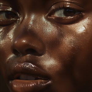 Capture a high-definition, slow-motion close-up of flawless, glo...
