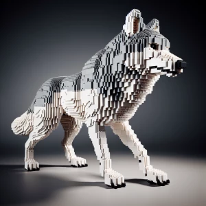 Wolf with white and gray fur, full size image