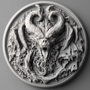 Design a high-contrast grayscale 3d bas relief of the thing, The...