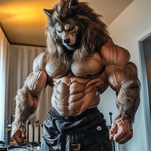 Lycan hairymuscles showing off full body view