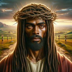 Create a re-realistic to face of an African-American Jesus Chris...