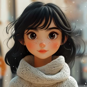 Generate carton style photo1 for AI Girlfriend assistant. Charac...