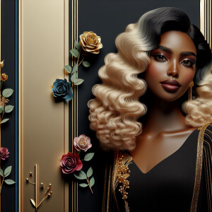 Create a vertical 3-D portrait of a light-skinned African-Americ...