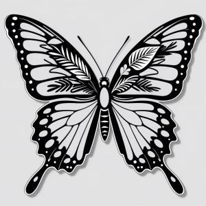 Design a black-and-white butterfly illustration for laser cuttin...