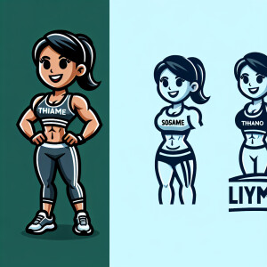 A happy petite female wearing customized gymwear.