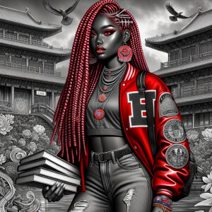 Grisaille wash: HBCU CAMPUS landscape, An African American Young...