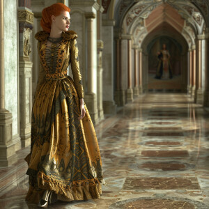 Photorealistic image. Walking down a Runway walk image. Head to...