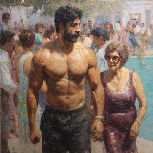 HyperRealisic  painting,a muscular beefy criminal kashmiri son i...