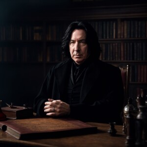Create a portrait of Alan Rickman in his iconic role as Severus...