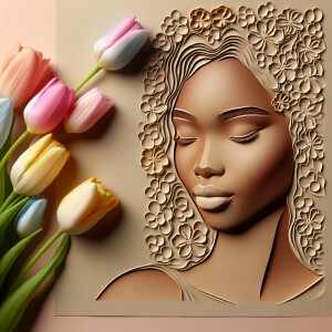 the art of pressing paper to outline a 3D face of a like light s...