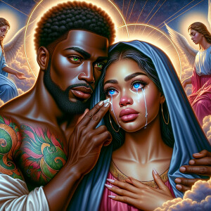 Ensure that the image distinctly represents both Jesus Christ an...
