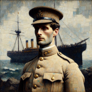 abstract cavas painting of Napoleon dressed in the uniform of th...