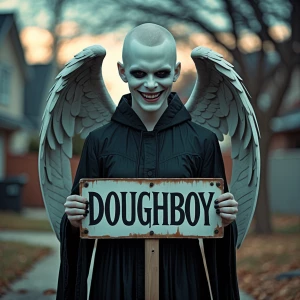 Sinister portrait photography. A menacing albino smiling Dark an...