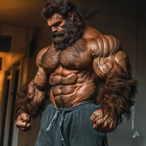 Lycan hairymuscles showing off full body view
