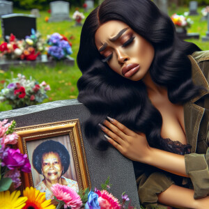 A beautiful light-skinned African-American woman with long wavy...