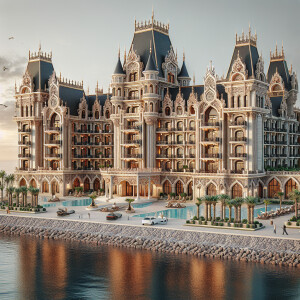 طراحی نمای کلاسیک فاخر برای هتل چهار طبقه در چابهار کشور ایران ن...