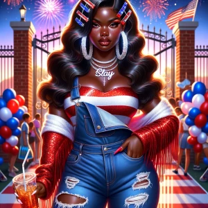 A curvy, confident African American schoolgirl styled in ultra-g...