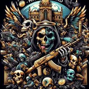 Design a bold circular and edgy logo with and the name ('HALF DE...