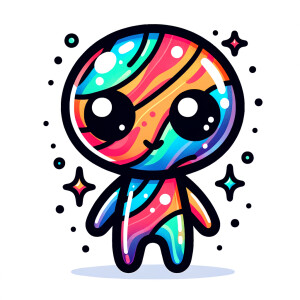 Colored alien transparent graphic, no background, cosmic alien g...