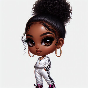 A hyper-realistic digital illustration of a cute chibi-style cha...