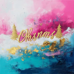 A beautiful abstract Christmas image with gold leaf. It says ‘Me...
