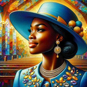 A spiritually enriching illustration portrays an African America...