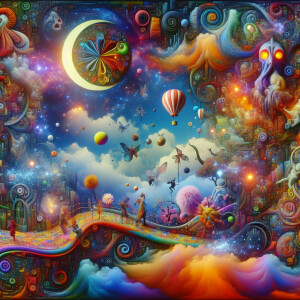 Sleeping fantasy, vivid dream about life in imagination, colourf...