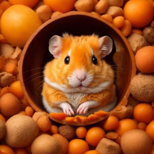 Soft orange hamster with circular glasses