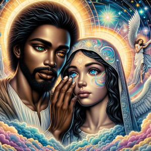 Ensure that the image distinctly represents both Jesus Christ an...