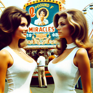 Photograph from early seventies of two stunning women: a natural...