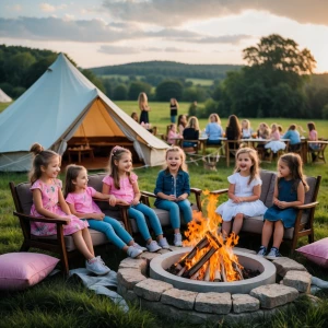 Several girls delighting in an outdoor birthday party in a pictu...