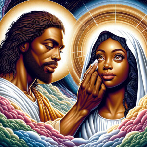 Ensure that the image distinctly represents both Jesus Christ an...