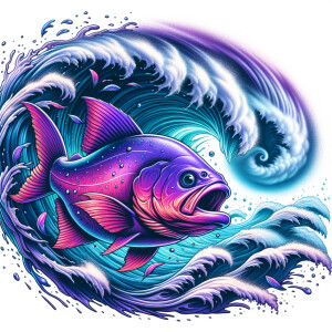 Purple piranha no teeth taming a hurricane