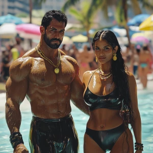 Photorealism,a muscular criminal man walking with his sweaty kas...