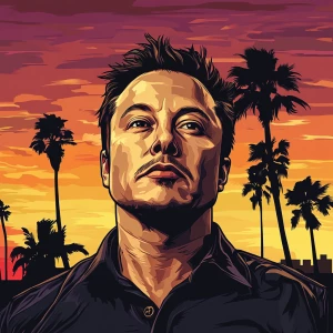 Elon Musk in GTA art style, , in the style of a Grand Theft Aut...