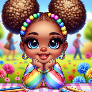 A cartoon-style digital illustration of a young African-American...